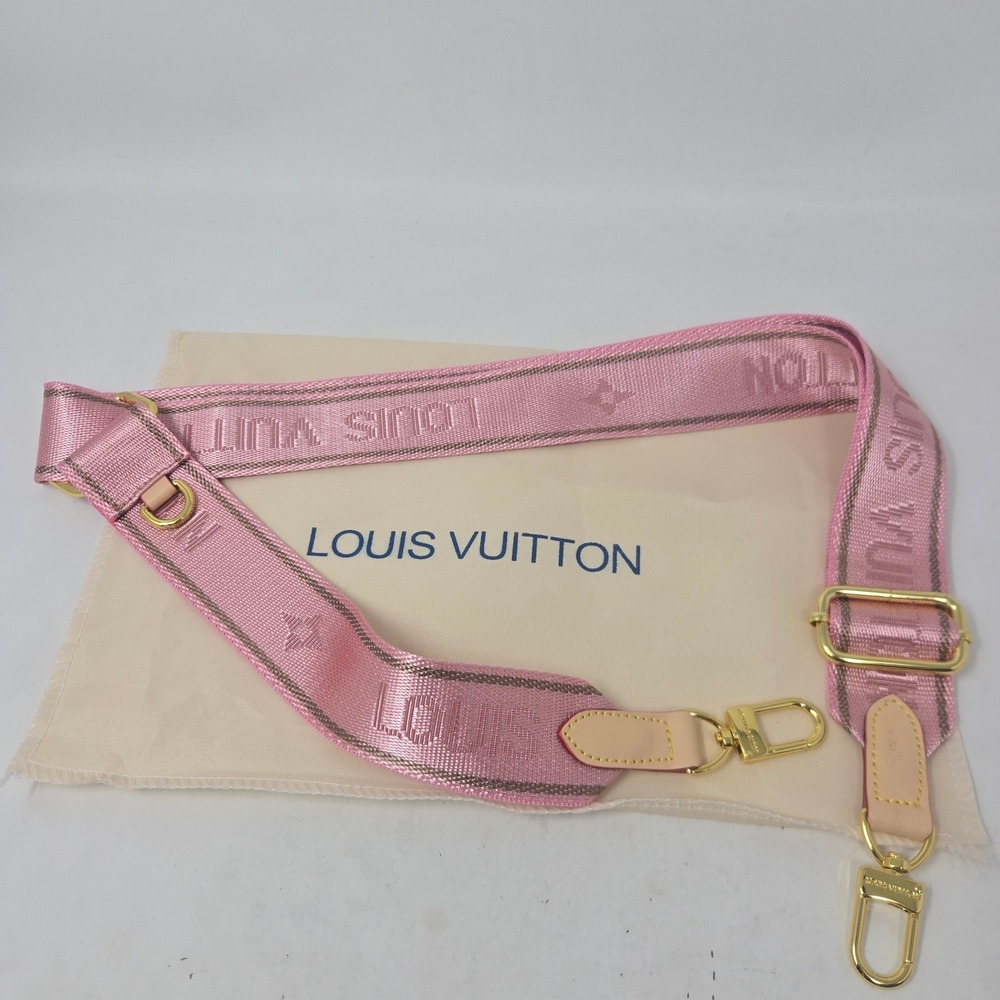 Louis Vuitton Pink Jacquard Adjustable Handbag Strap Gold Hardware Logo Monogram